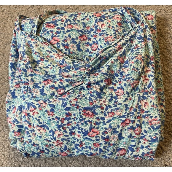 Y2K Hollister Floral Maxi Dress XS Tie Back High Slits Blue Boho Cottagecore - Picture 11 of 11